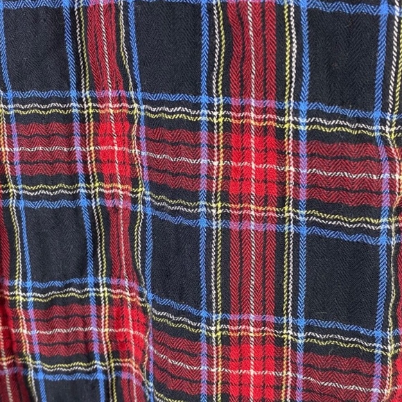 J. Jill Sz Large 12 14 Shirt Top Tunic Button Down Plaid Tie Front Red Blue - Picture 4 of 6